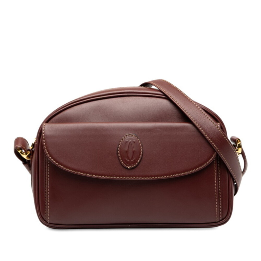 Cartier Must Line Crossbody Shoulder Bag, Wine Red Leather, Women's CARTIER